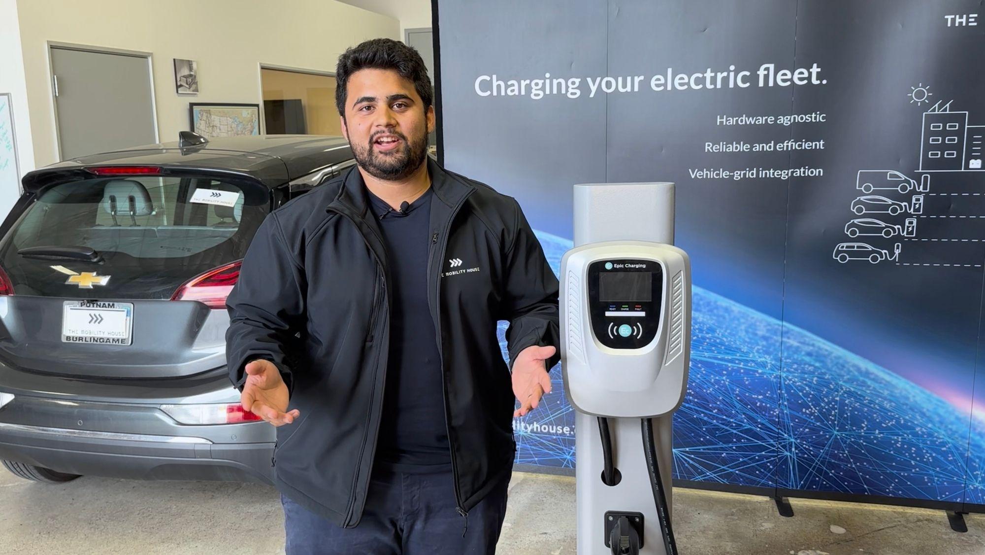 Ayush Sapra with the Epic Charging Epic 48 ev charging station