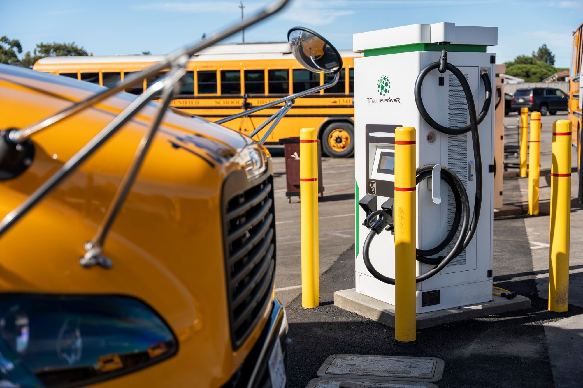 High Power EV Charger at School Bus Fleet Depot