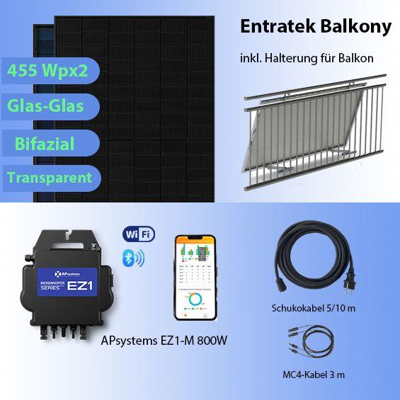 The Mobility House I Entratek Balkonkraftwerk mit Halterung 800W
